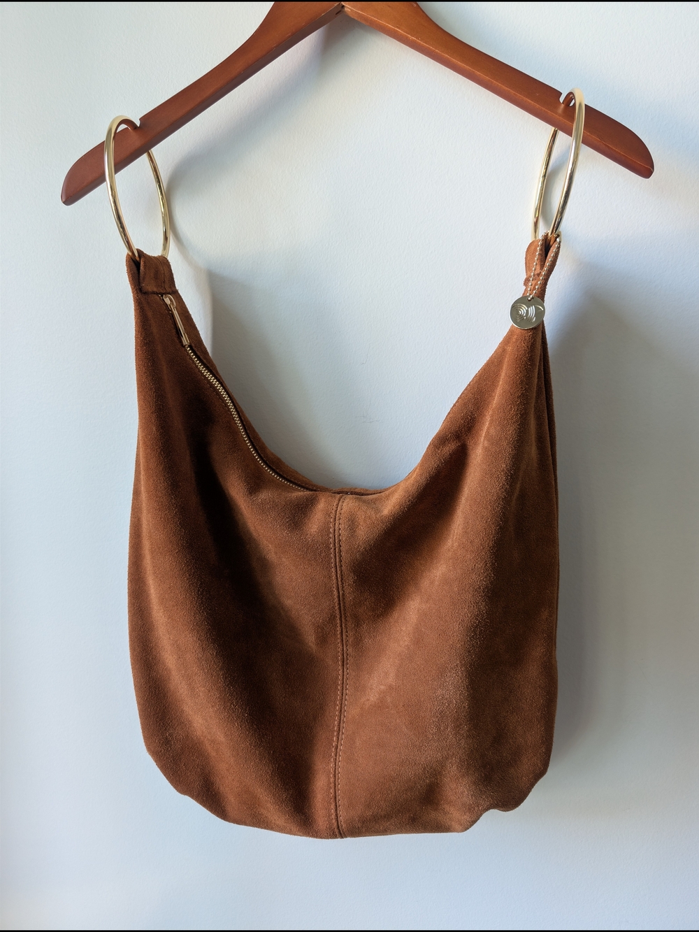 Suede Italian Leather | LAURA DI MAGGIO | O-Ring Hobo Shoulder Bag
